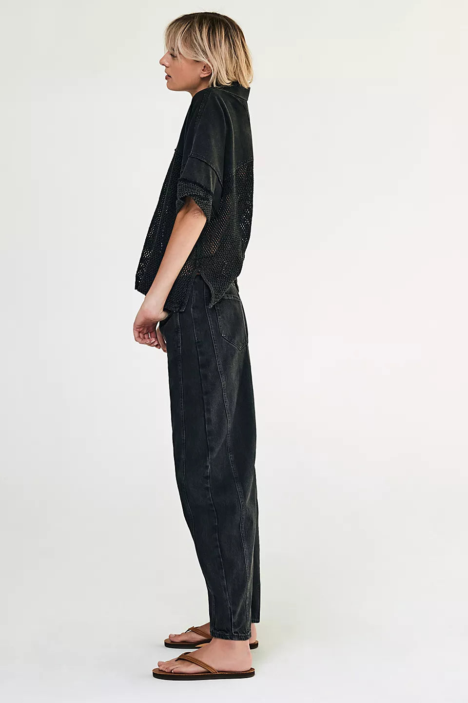 We The Free Good Luck Mid-Rise Barrel Jeans - Black