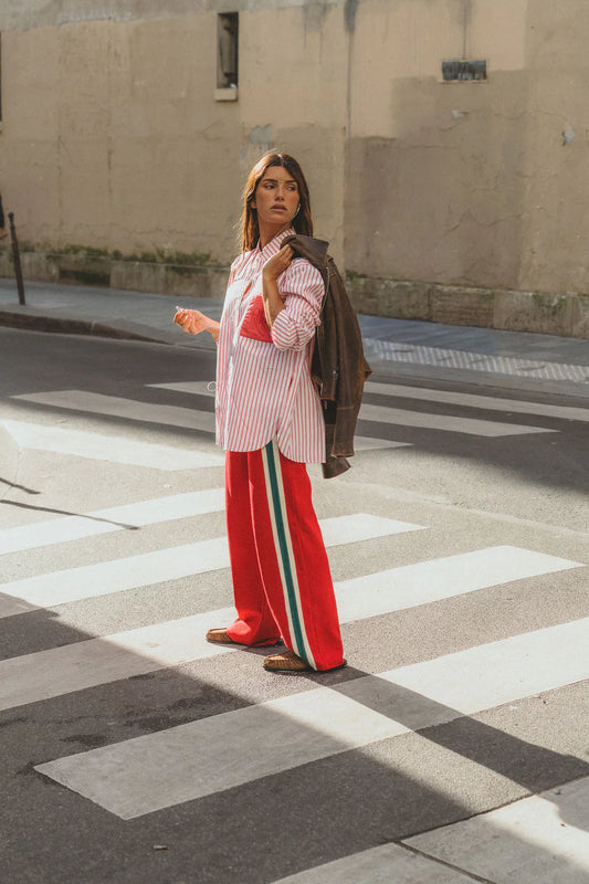 AJ Single Stripe Trackpant-Tango Red