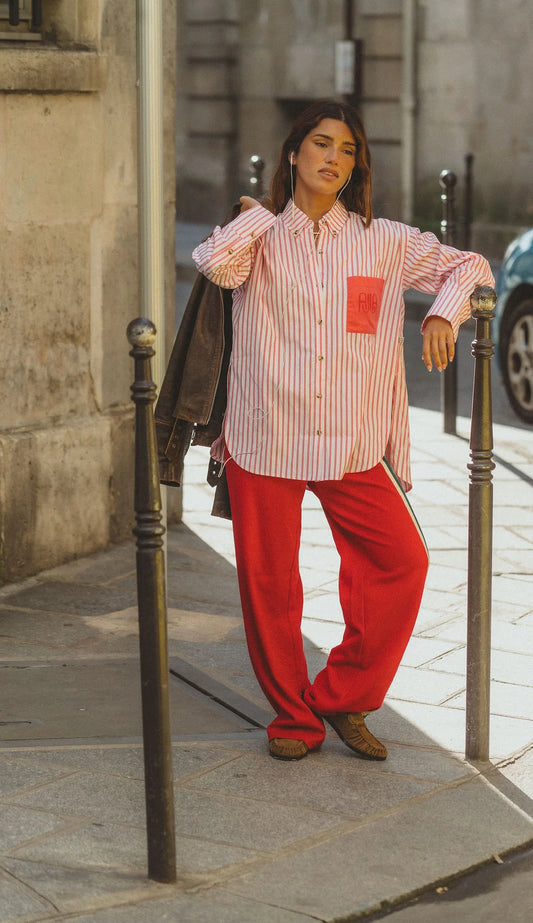 AJ Single Stripe Trackpant-Tango Red
