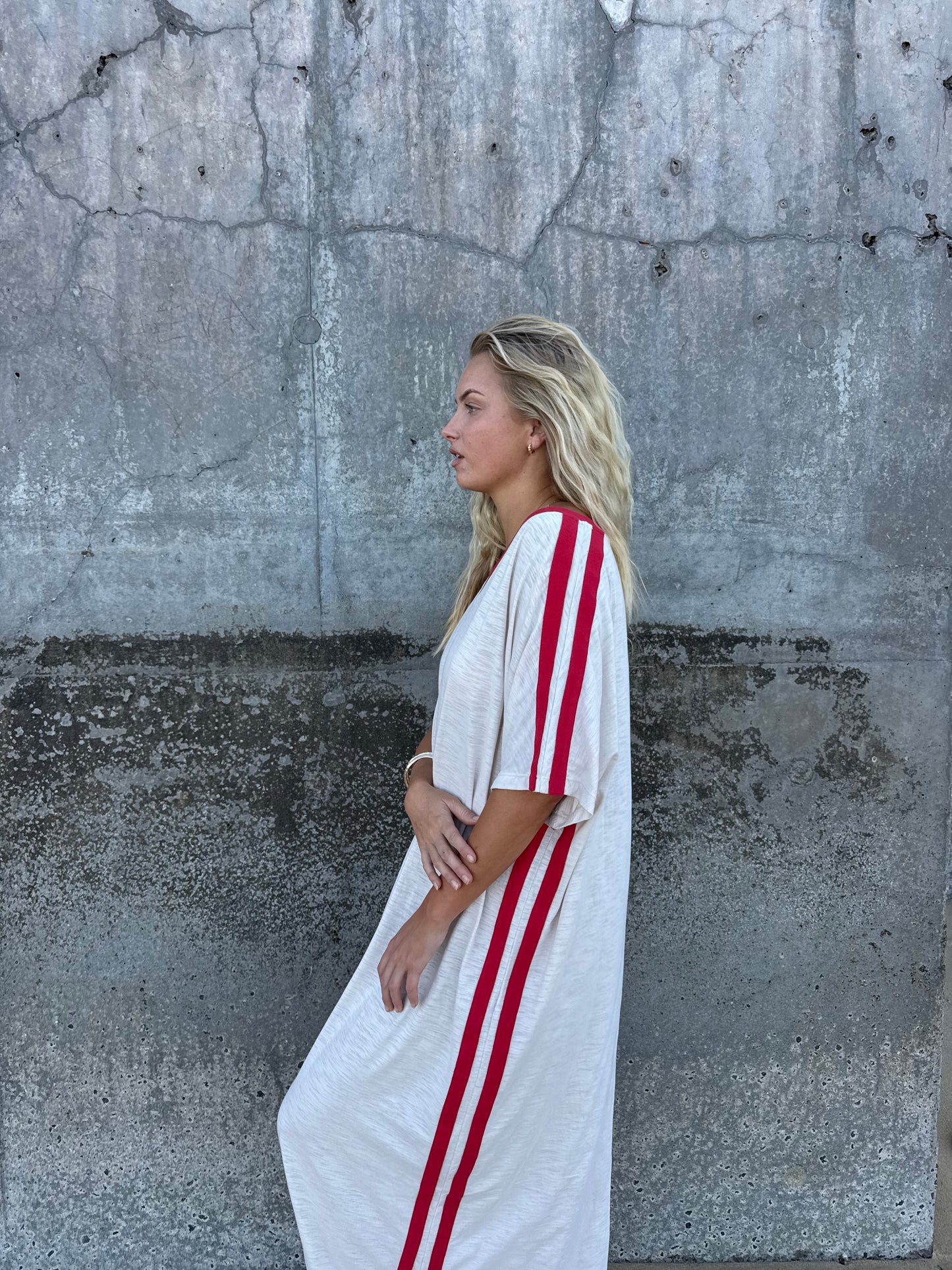 STUDIO T-SHIRT STRIPE EVERYDAY DRESS - VANILLA
