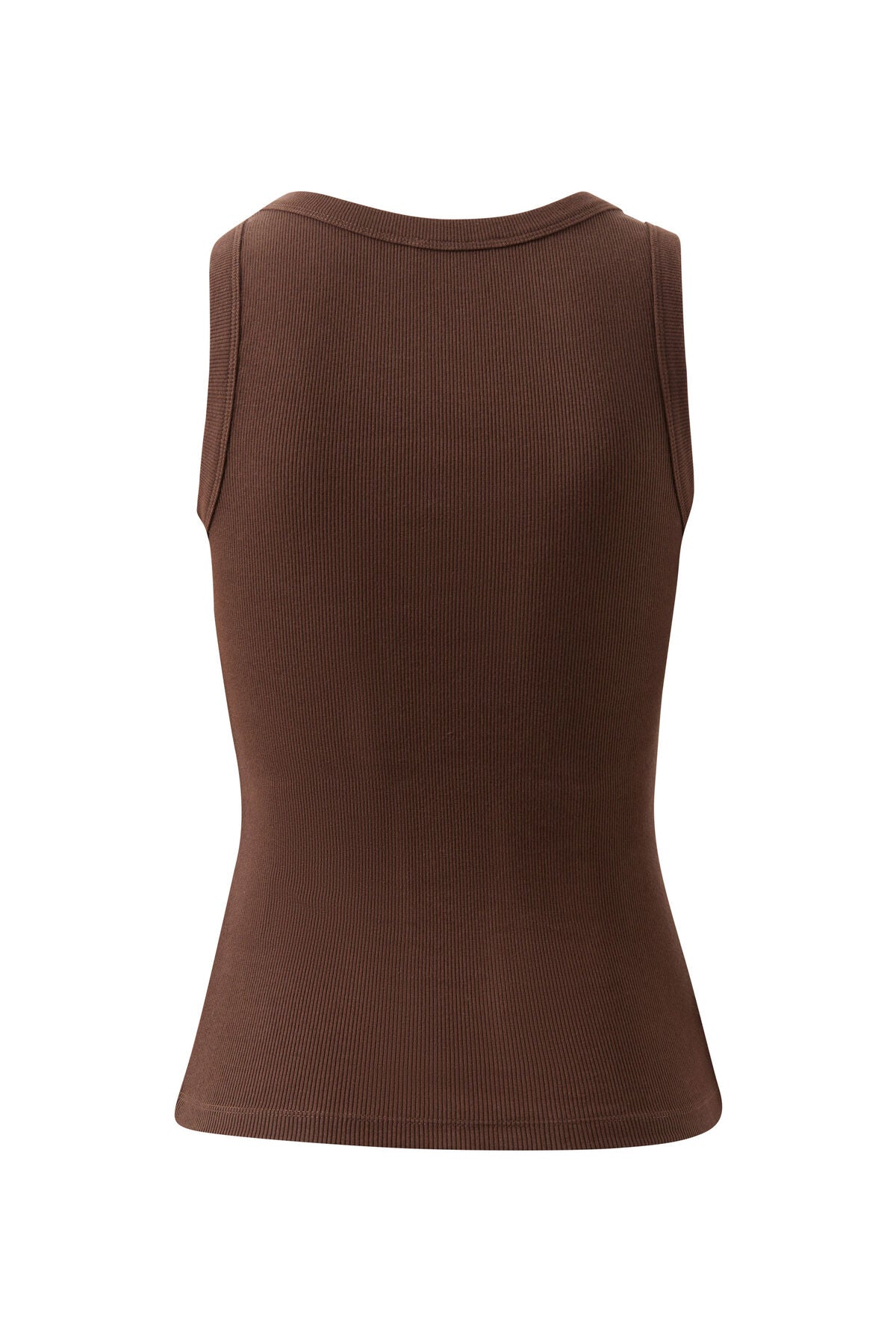 Zoe Contour Rib Scoop Tank | Organic Cotton Rib Chocolate