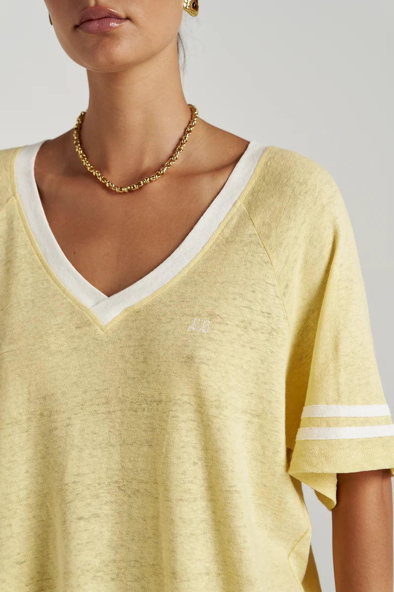 Summi Summi V Neck Tee – Butter | Linen Tee Australia
