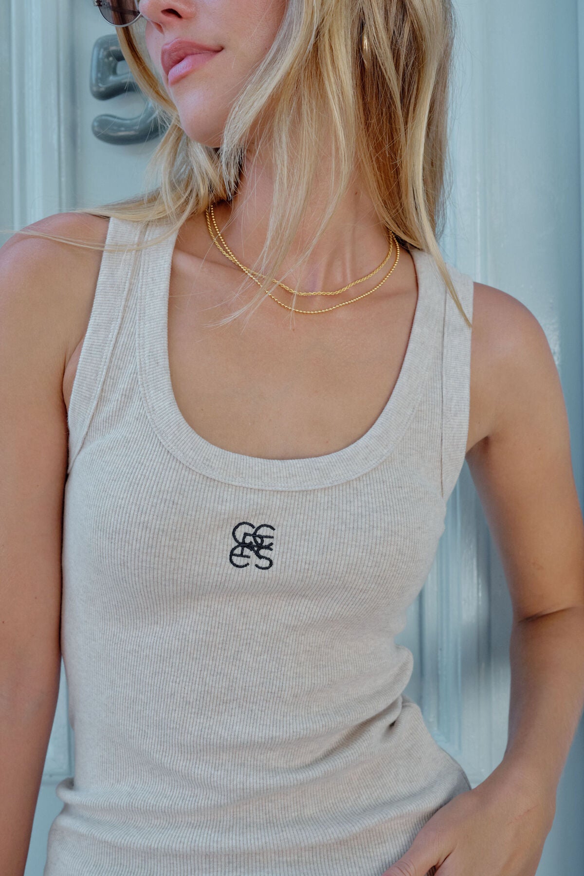 Zoe Contour Rib Scoop Tank | Organic Cotton Rib Oatmeal