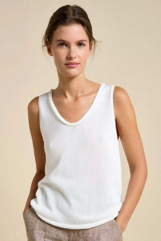 Little Lies Scoop Spring Tank Top - White