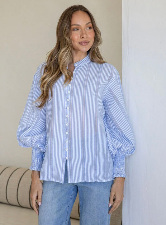 White Poetry Seersucker Stripe Cotton Shirt |  AU