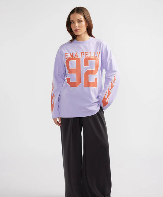 Flame Jersey Long Sleeve Tee - Lilac
