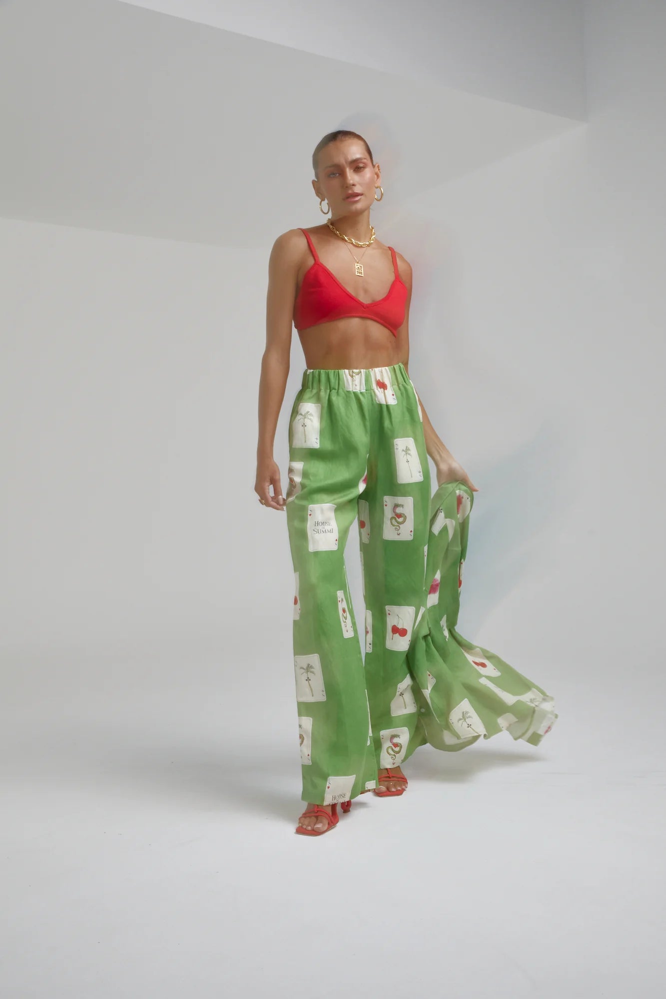 SUMMI SUMMI Green House of Summi Tarragon Linen Pants photo.