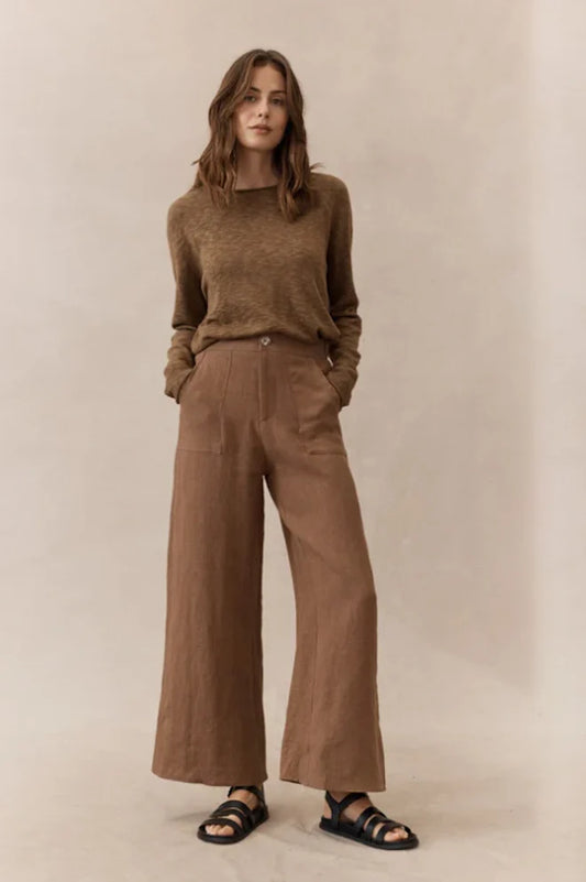 Jude Linen Pant - Mocha