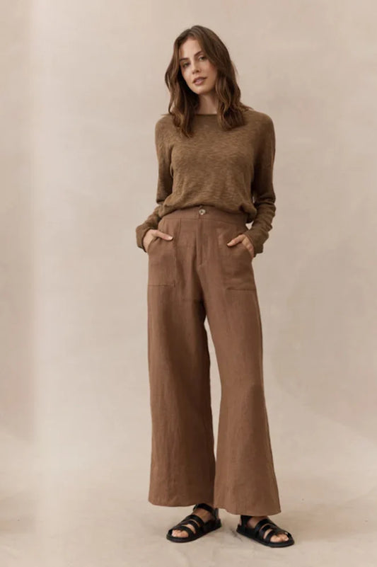 Jude Linen Pant - Mocha