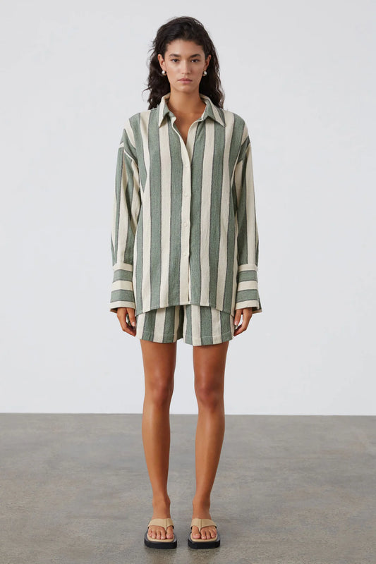 EUCALYPTUS STRIPE ORGANIC COTTON SHIRT