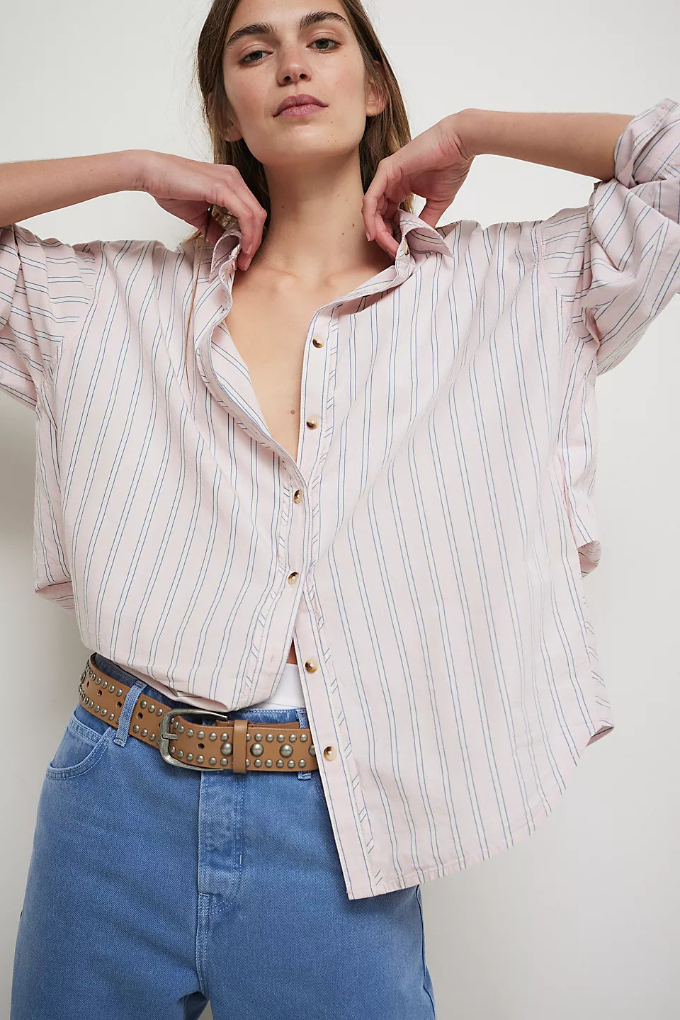 Striped Varsity Vibes Shirt - Pink Combo