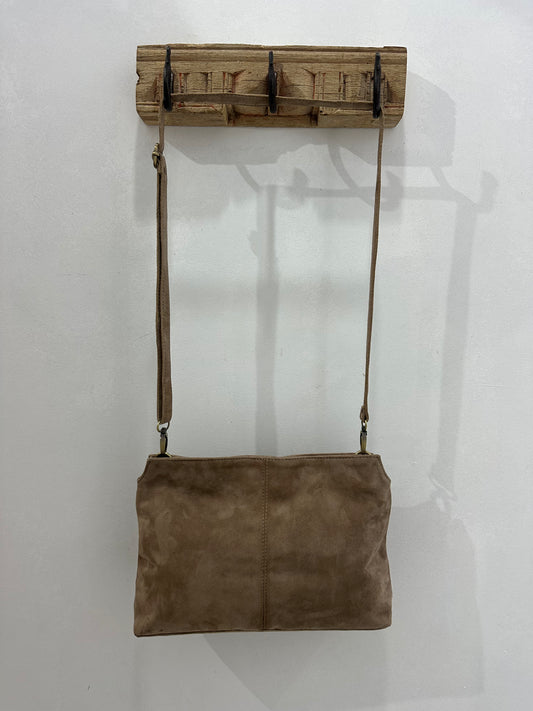 Suede Handbag - Latte
