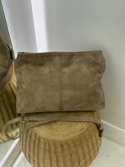 Suede Handbag - Latte