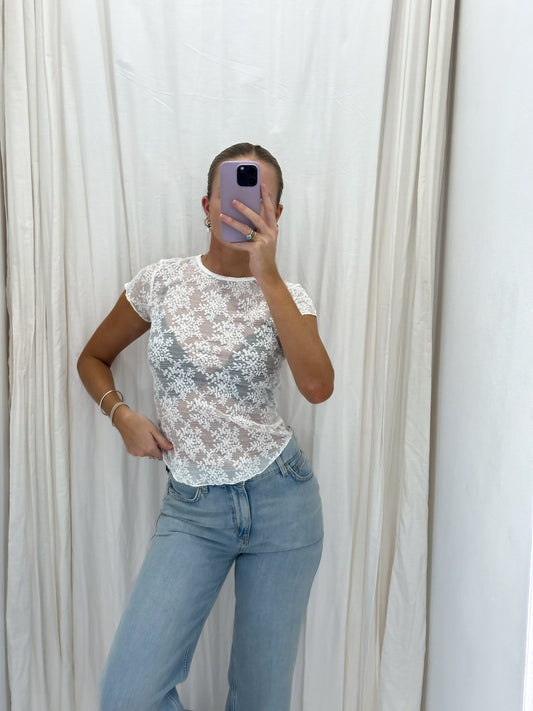 Ready To Go Lace Tee - Ivory