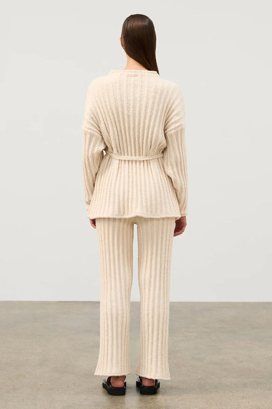 Textured Stripe Knit Pant - Coconut