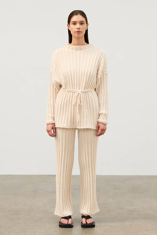 Textured Stripe Knit Tunic - Coconut