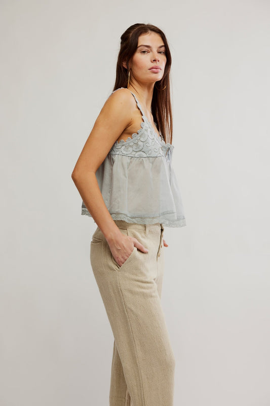Stevie Lace Tank - Pearl Blue