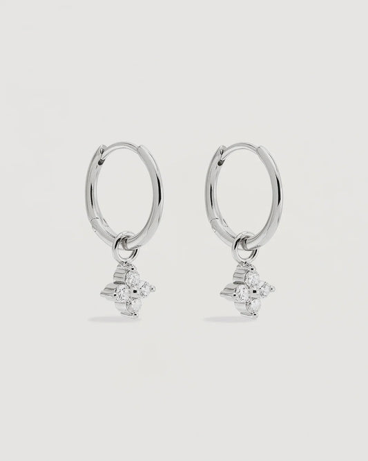Sterling Silver Crystal Bloom Hoops
