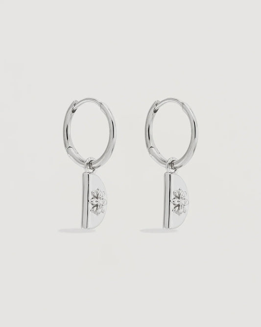 Sterling Silver Lotus Hoops