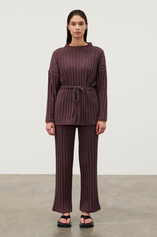 Zulu & Zephyr Textured Stripe Knit Pant - Currant