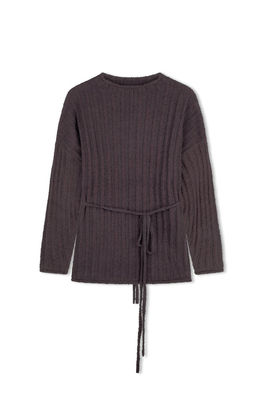 Zulu & Zephyr Textured Stripe Knit Tunic Jumper - Currant