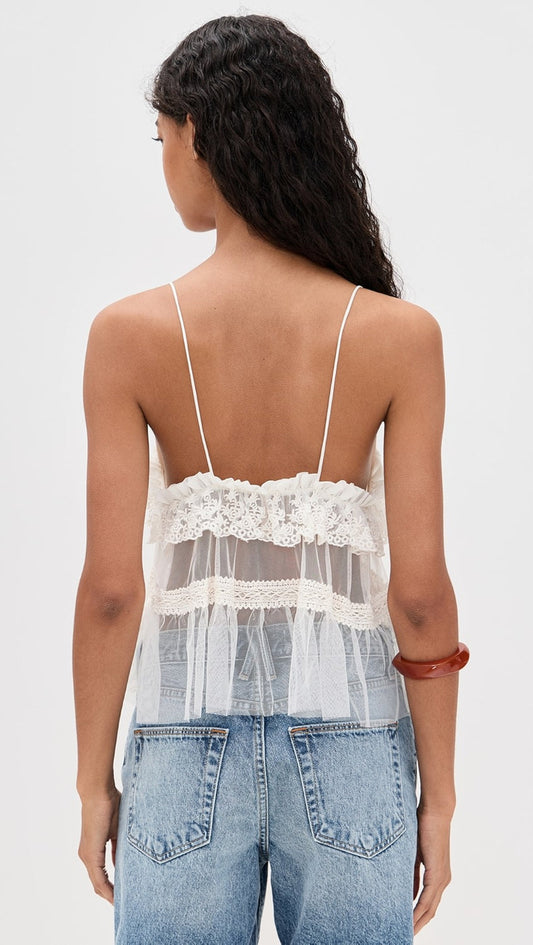 Sofia Embroidered Tank - Ivory