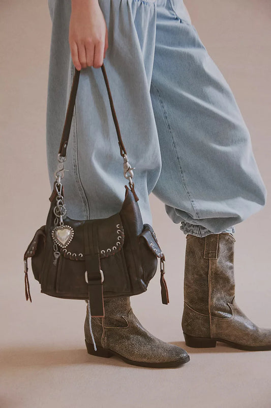 Baby Leigh Distressed Tote Bag - Aged Graphite