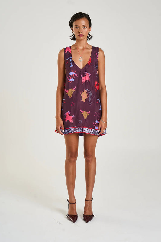 V-NECK SHIFT DRESS - ZODIAC