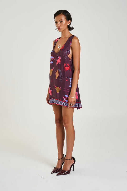 V-NECK SHIFT DRESS - ZODIAC
