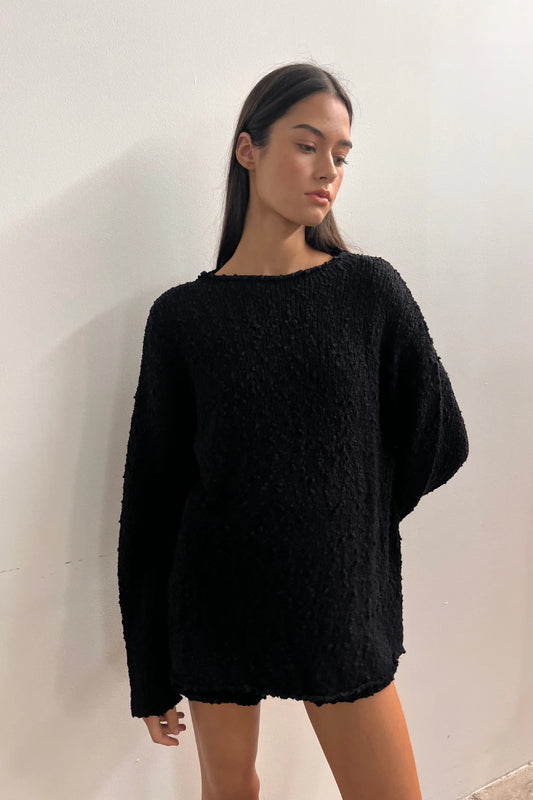 BLACK BOUCLE KNIT JUMPER
