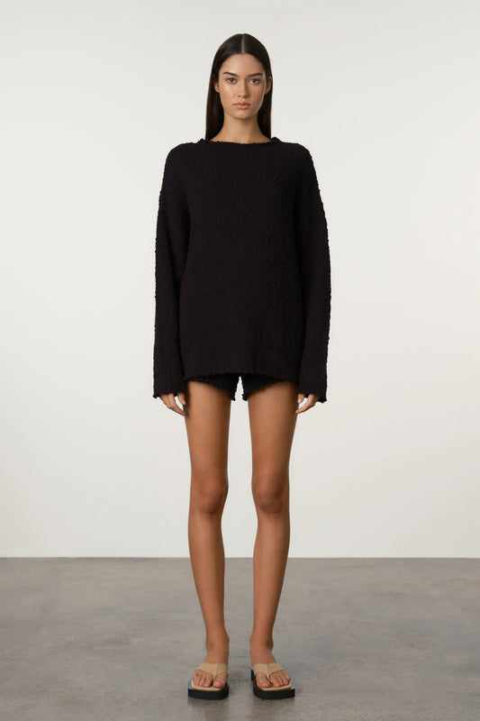 BLACK BOUCLE KNIT JUMPER