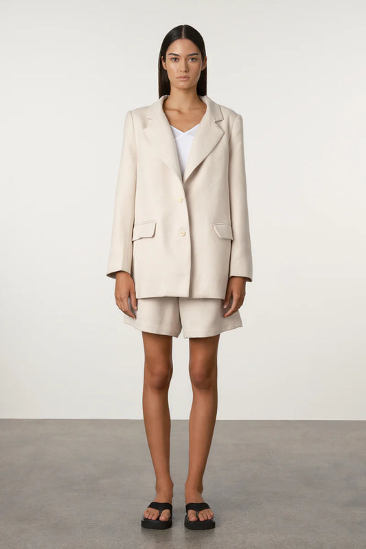 RELAXED TAILORED TWILL BLAZER - HUSK