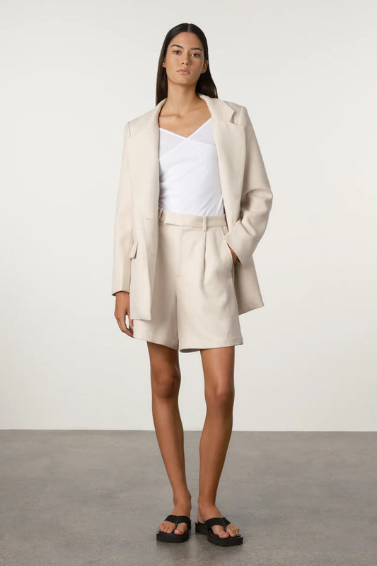RELAXED TAILORED TWILL BLAZER - HUSK
