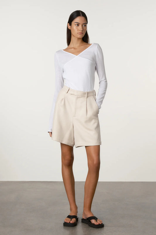 TAILORED TWILL SHORT - HUSK