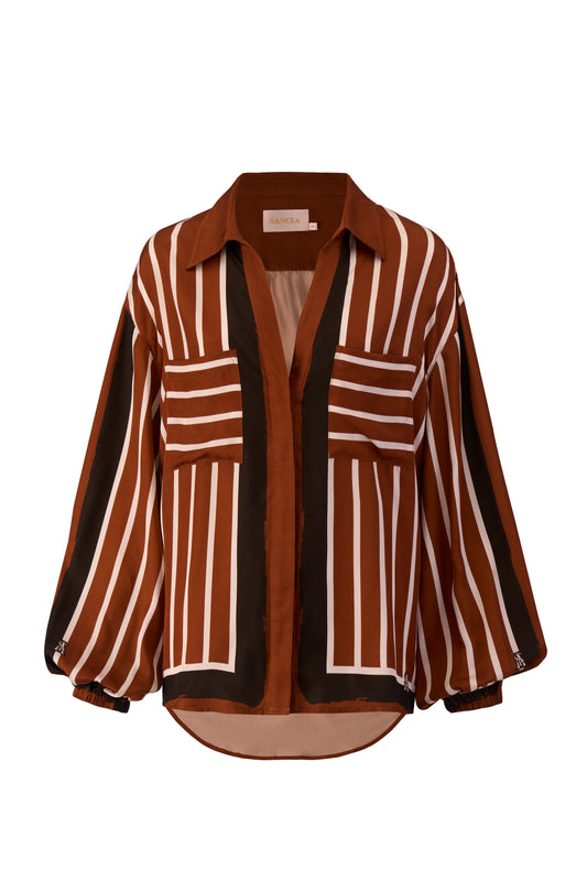 The Faye Shirt - Cherrywood Stripe