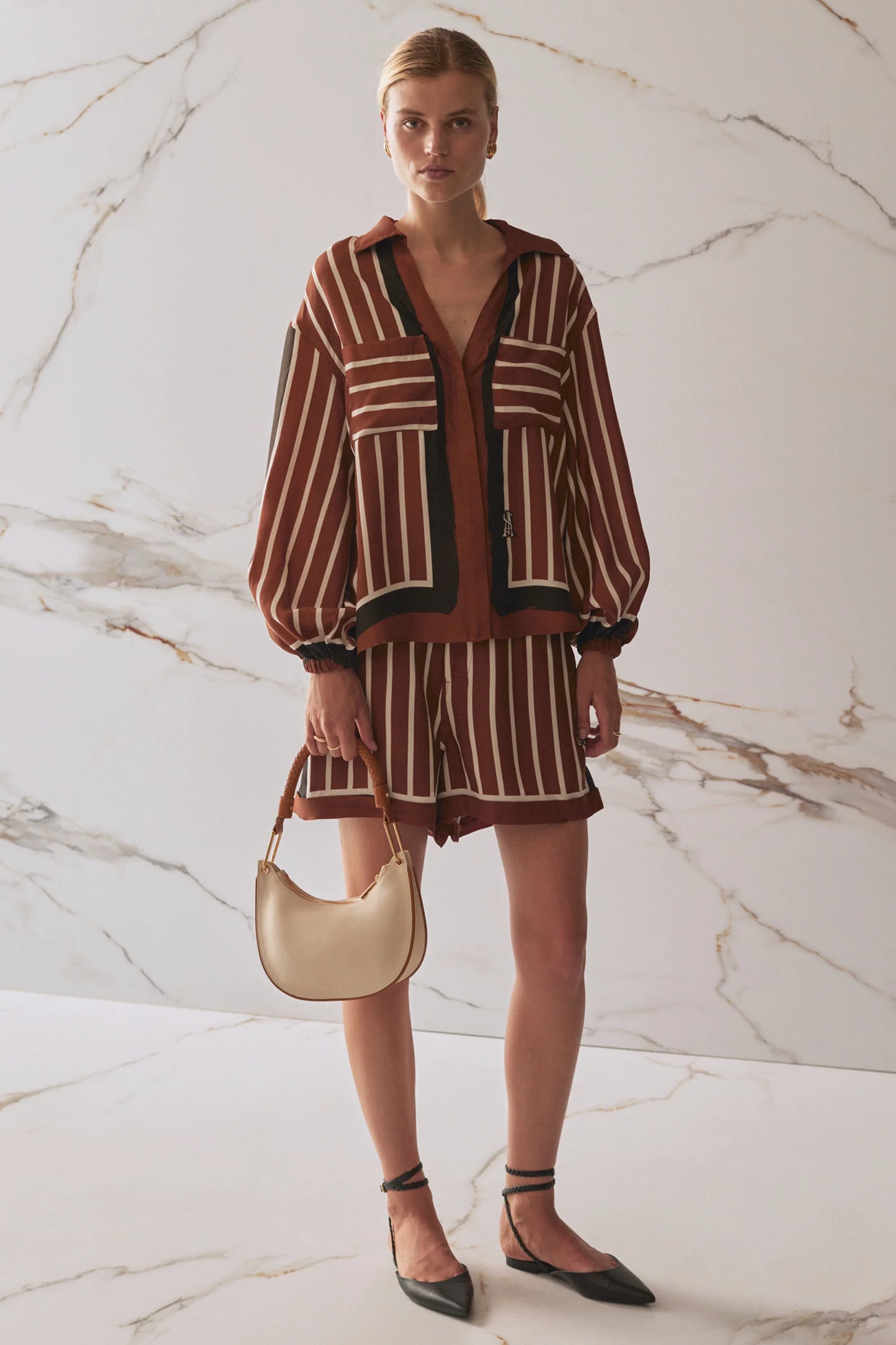 The Faye Shirt - Cherrywood Stripe