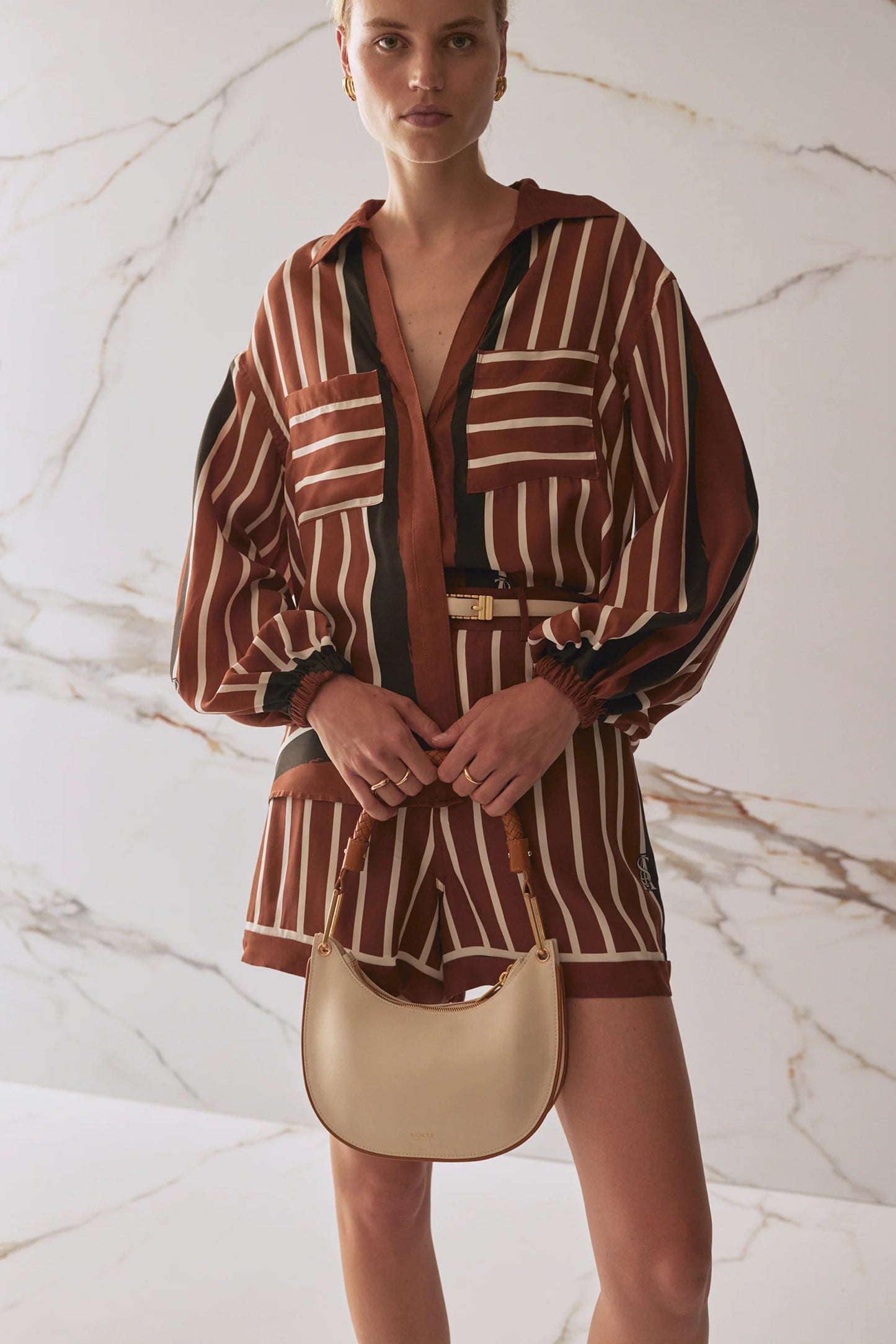 The Faye Shirt - Cherrywood Stripe