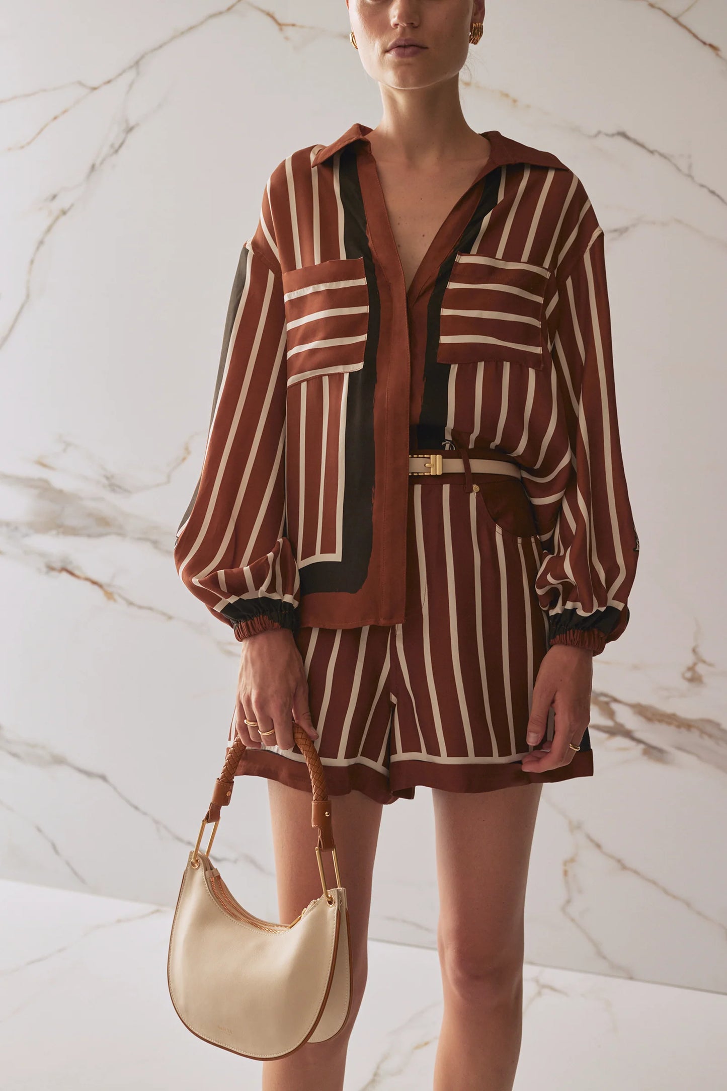 The Faye Shirt - Cherrywood Stripe