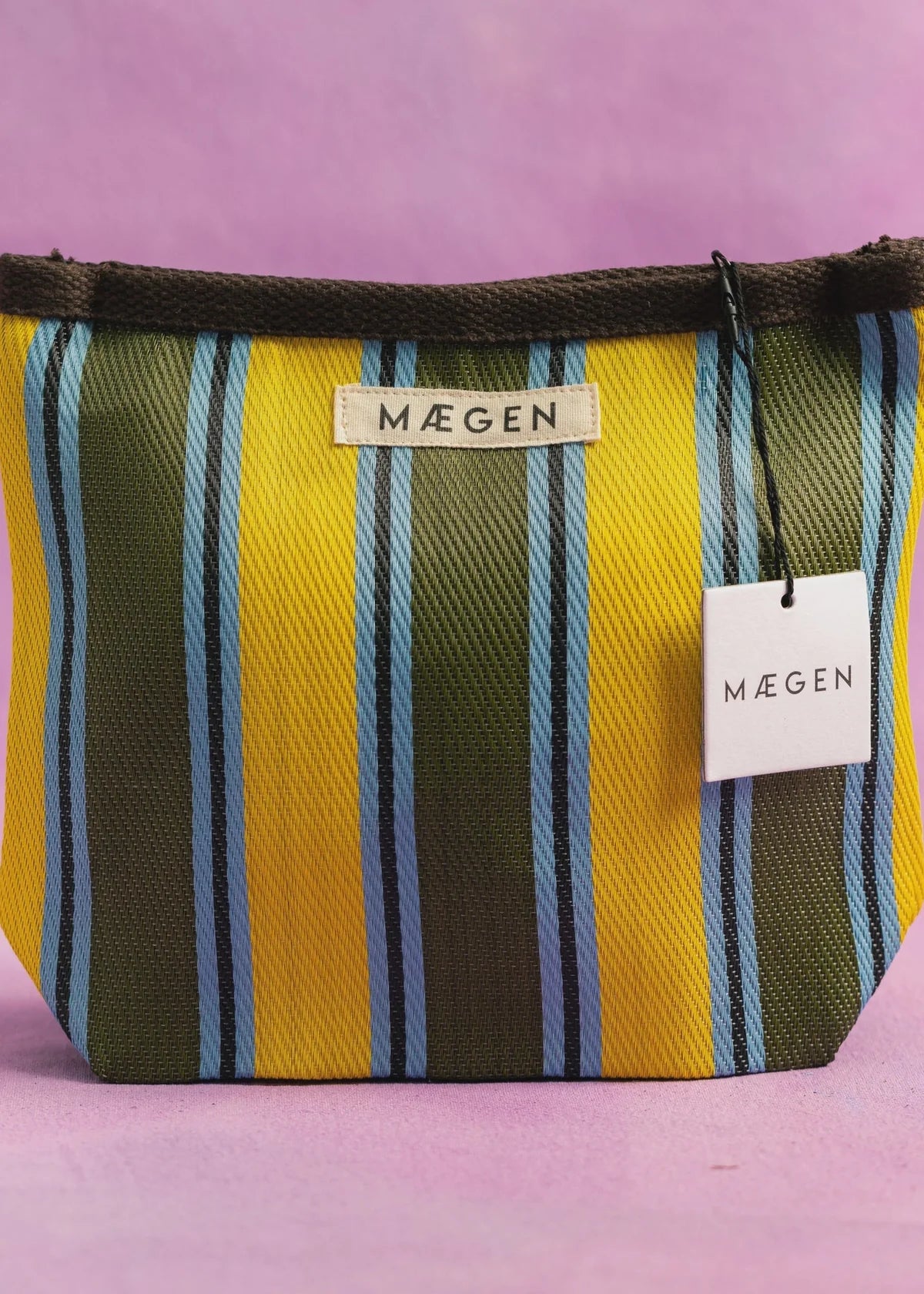 The Striped Pouch in Chocolate/Yellow/ Olive