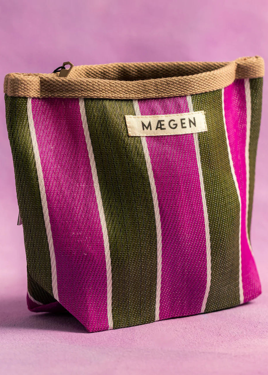 The Striped Pouch in Brown/ Olive/ Pink