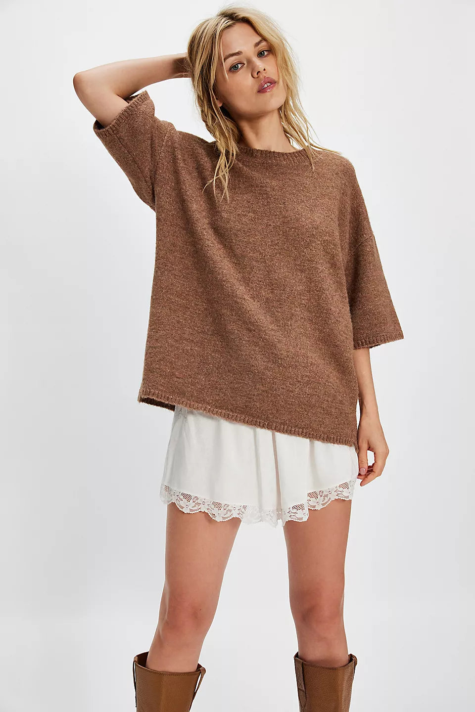 Margot SoftSpun Sweater Tee - Brownie Melange