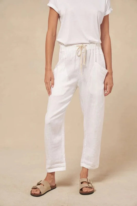 Little Lies Luxe Linen Pants - White