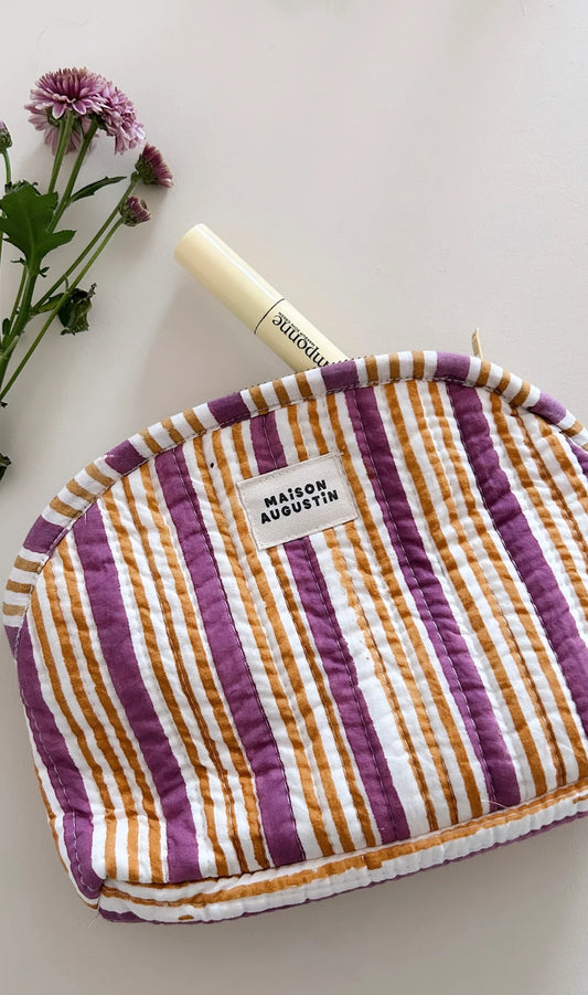 Makeup Pouch Striped Pink