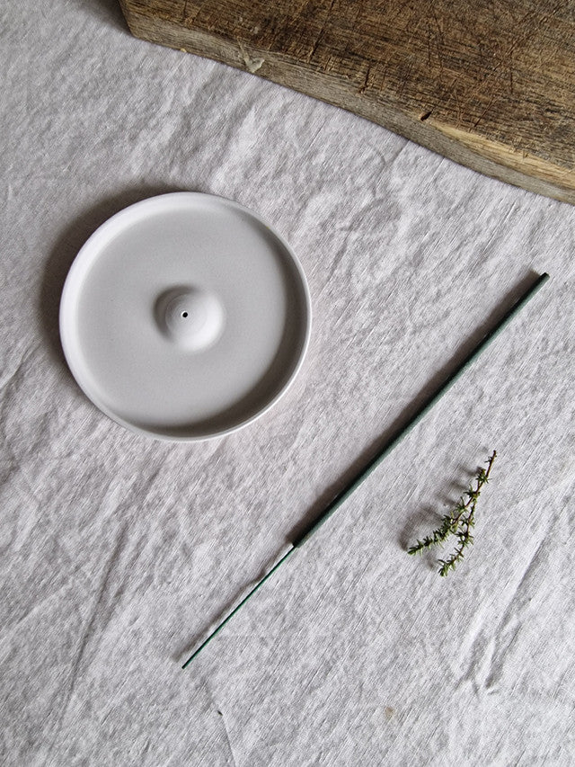 Ceramic Incense Plate - White
