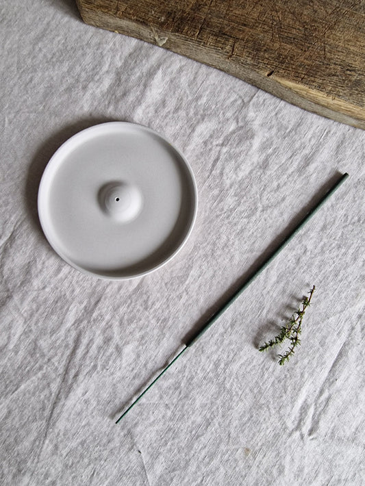 Ceramic Incense Plate - White