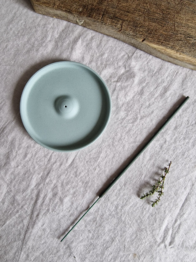Ceramic Incense Plate - Peacock Green