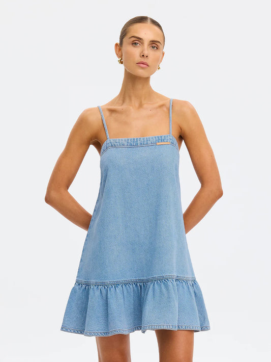 Emilie Denim Strappy Mini Dress