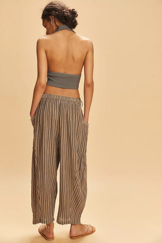 Striped Quinn Pant - Charcoal