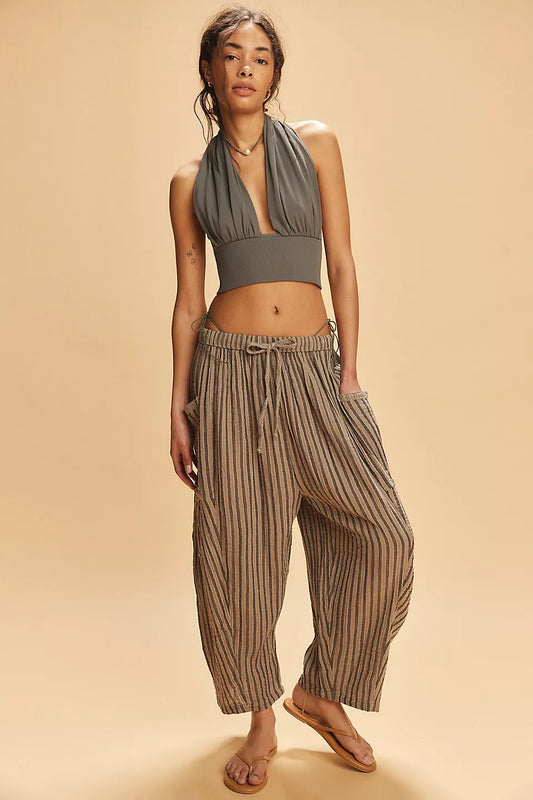 Striped Quinn Pant - Charcoal