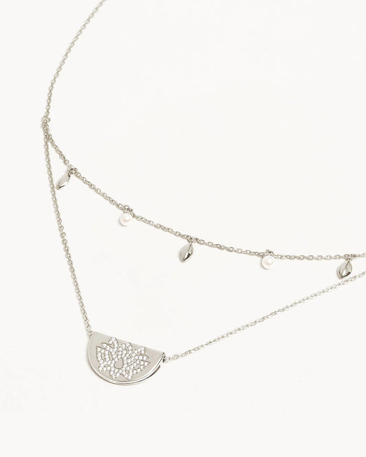 Live in Peace Lotus Necklace - Sterling Silver